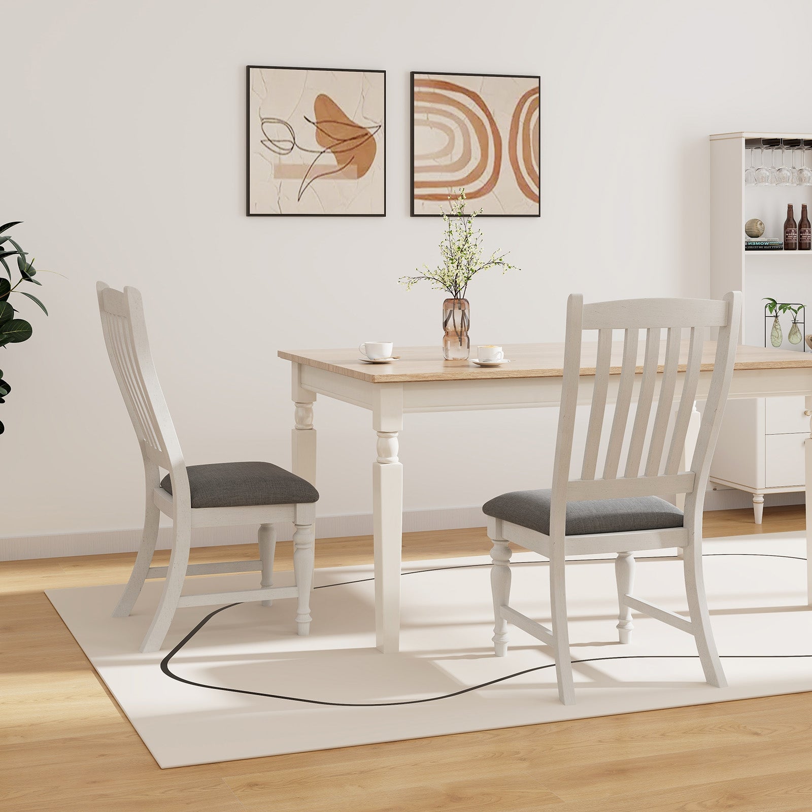 Set of 2 Dining Chairs, Kitchen Side Chair, Solid Wood Legs, White Dining Chairs at Gallery Canada