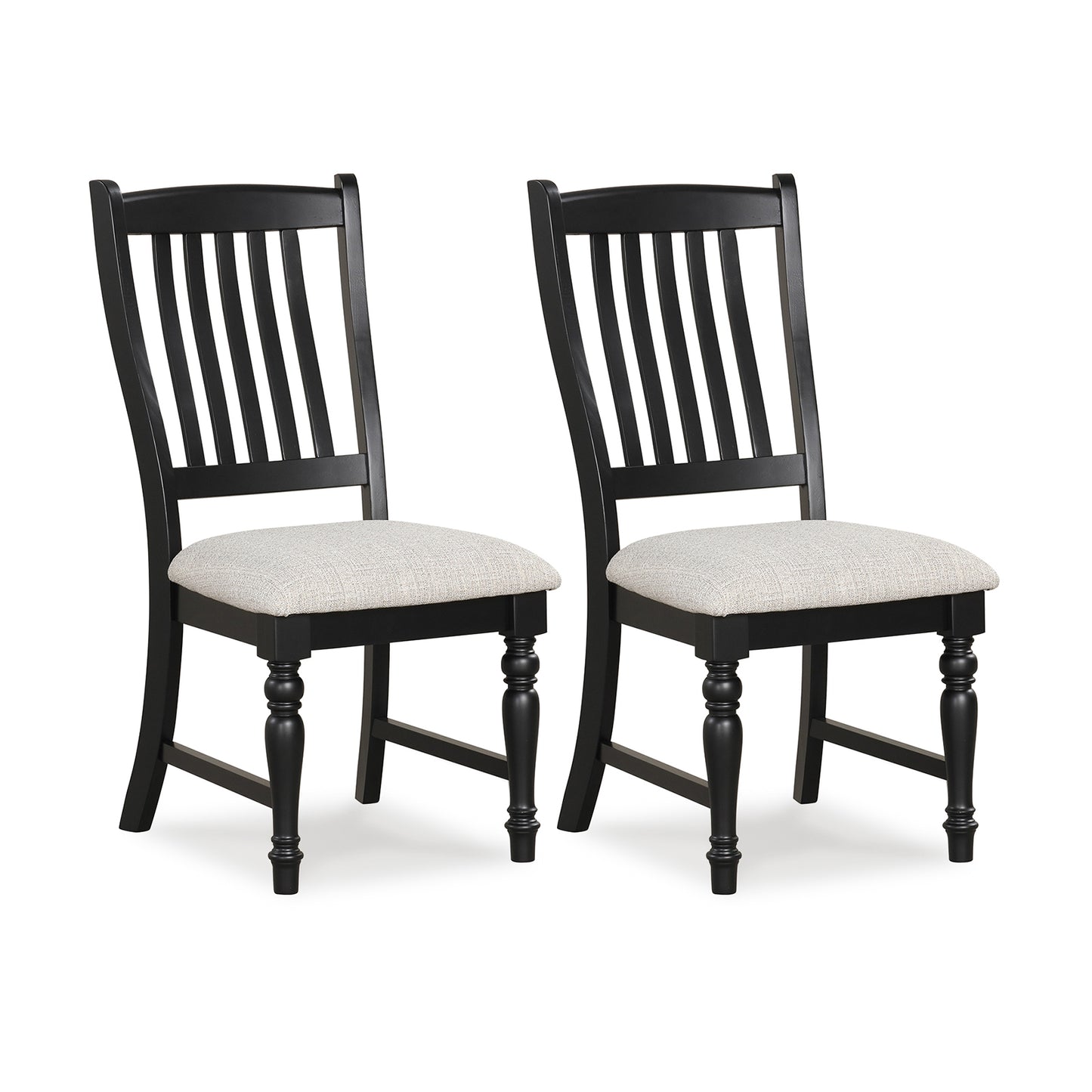Set Of 2 Dining Chairs With Solid Wood Legs, Black