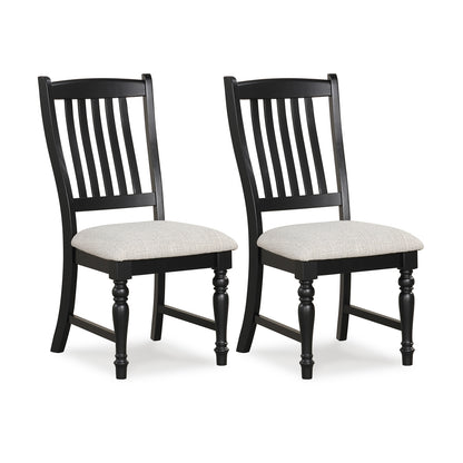 Set Of 2 Dining Chairs With Solid Wood Legs, Black
