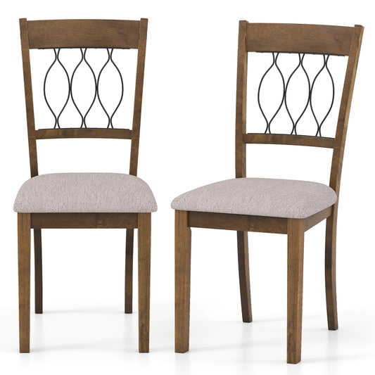 Set of 2 Fabric/Faux Leather Dining Chairs, Rustic Brown Dining Chairs Rustic Brown at Gallery Canada