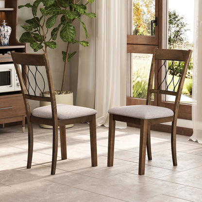 Set of 2 Fabric/Faux Leather Dining Chairs, Rustic Brown Dining Chairs at Gallery Canada