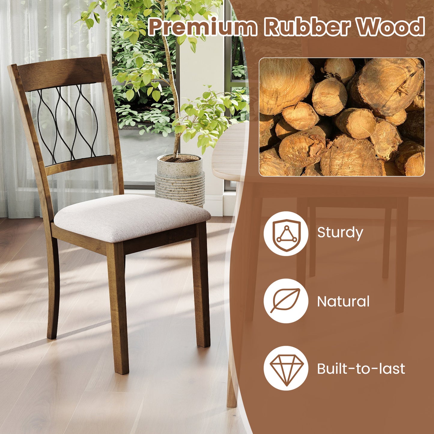 Set of 2 Fabric/Faux Leather Dining Chairs, Rustic Brown Dining Chairs at Gallery Canada