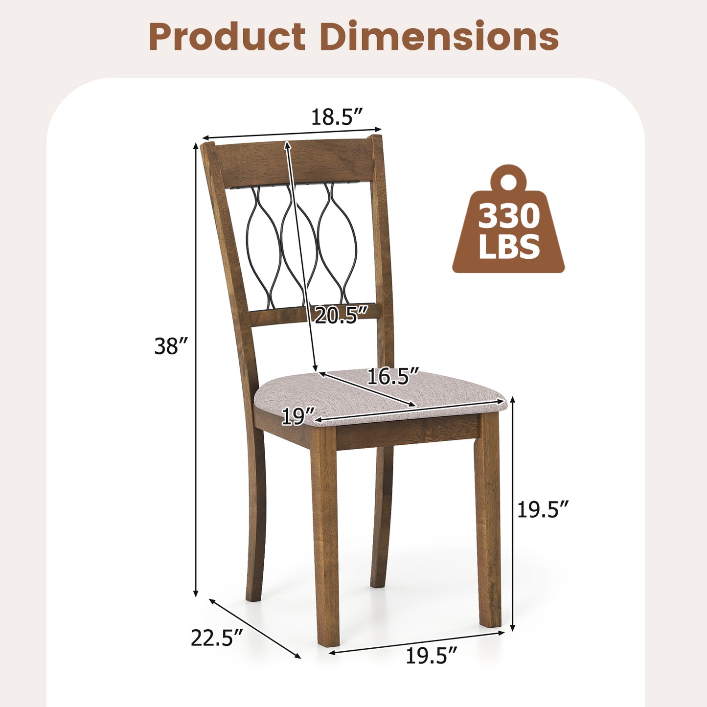 Set of 2 Fabric/Faux Leather Dining Chairs, Rustic Brown Dining Chairs at Gallery Canada