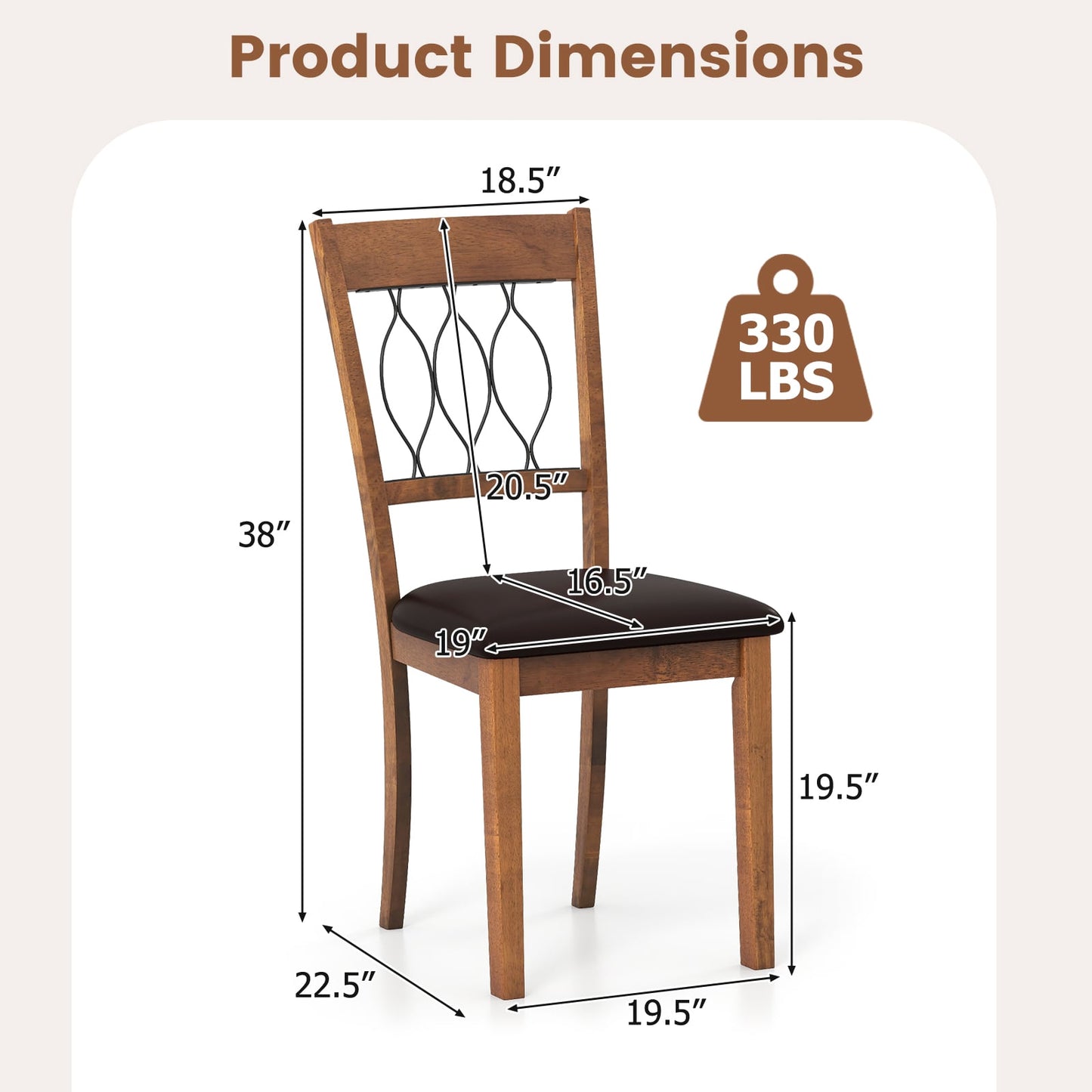 Set of 2 Dining Chair Fabric/Faux Leather Upholstered with Padded Seat, Walnut Dining Chairs at Gallery Canada