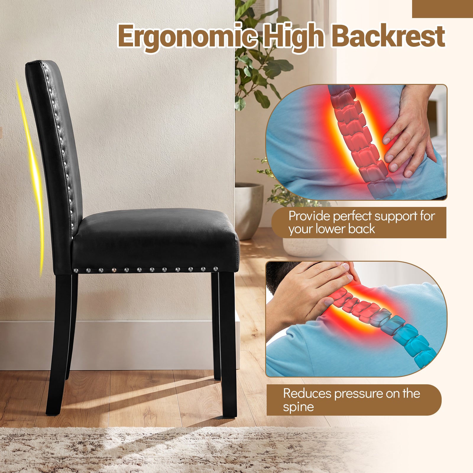 Set of 2 Dining Chairs with Solid Rubber and Wood Legs Dining Chairs at Gallery Canada
