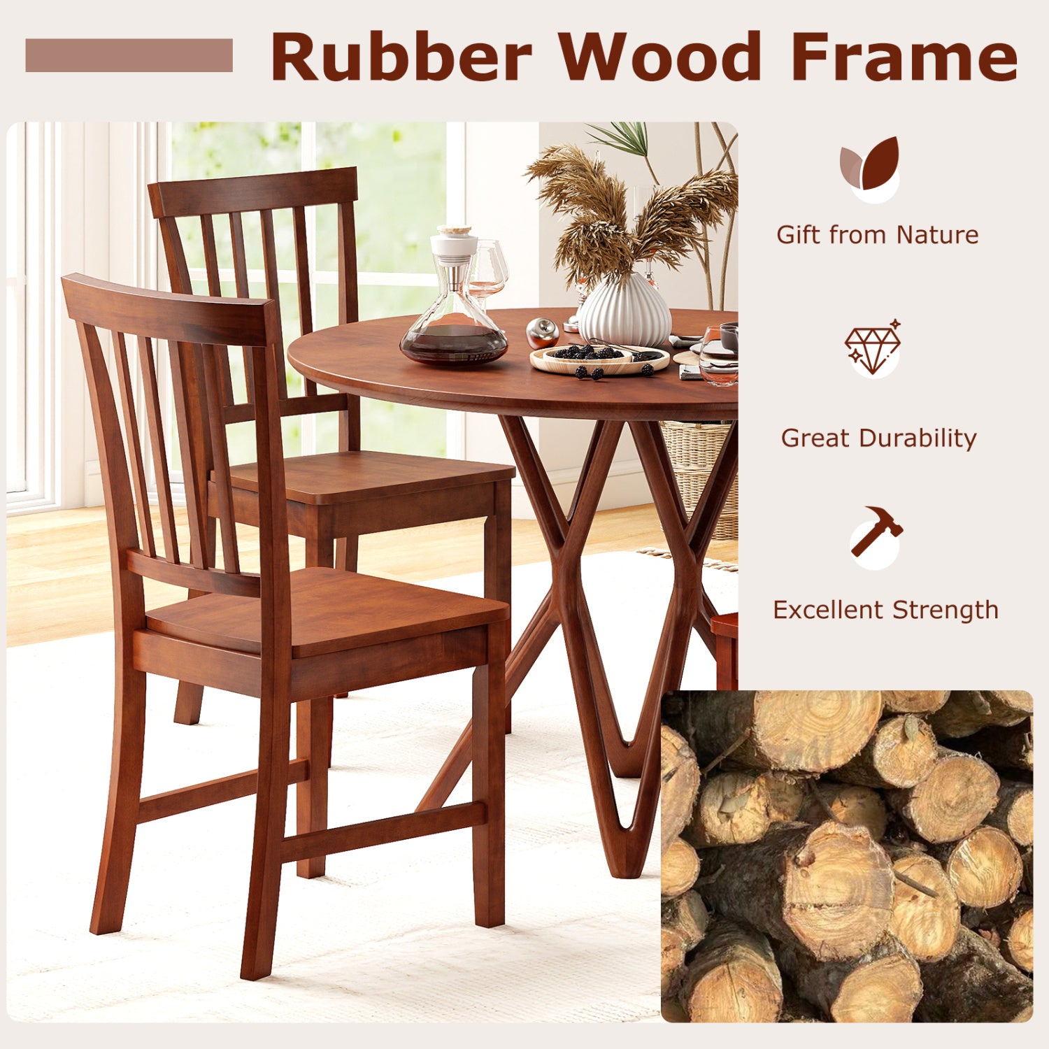 Set Of 2 Dining Chairs, Solid Wood Legs, Walnut Dining Chairs at Gallery Canada
