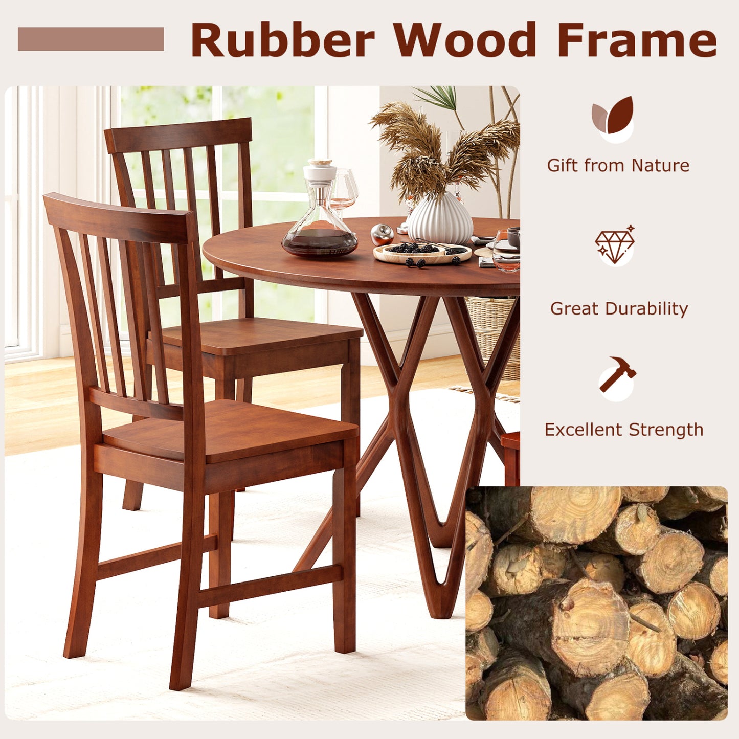 Set Of 2 Dining Chairs, Solid Wood Legs, Walnut Dining Chairs at Gallery Canada