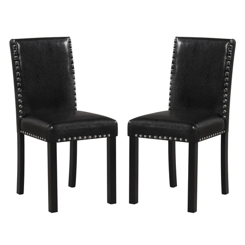 Set of 2 Dining Chairs with Solid Rubber and Wood Legs