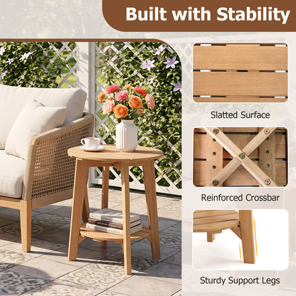 Ensemble de 2 tables d'appoint en bois d'eucalyptus, 2 niveaux