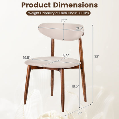 Fabric Upholstered Dining Chairs, Set of 2, Beige