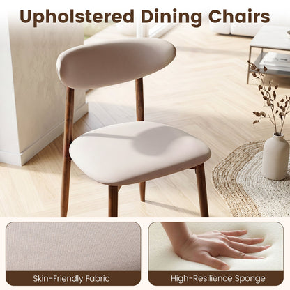 Fabric Upholstered Dining Chairs, Set of 2, Beige