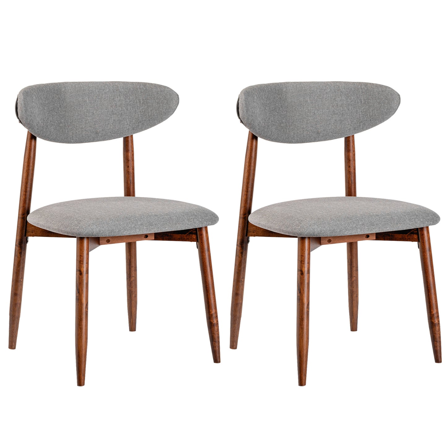 Set of 2 Fabric Dining Chairs, Curved Backs, Gray