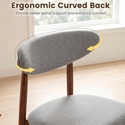 Set of 2 Fabric Dining Chairs, Curved Backs, Gray