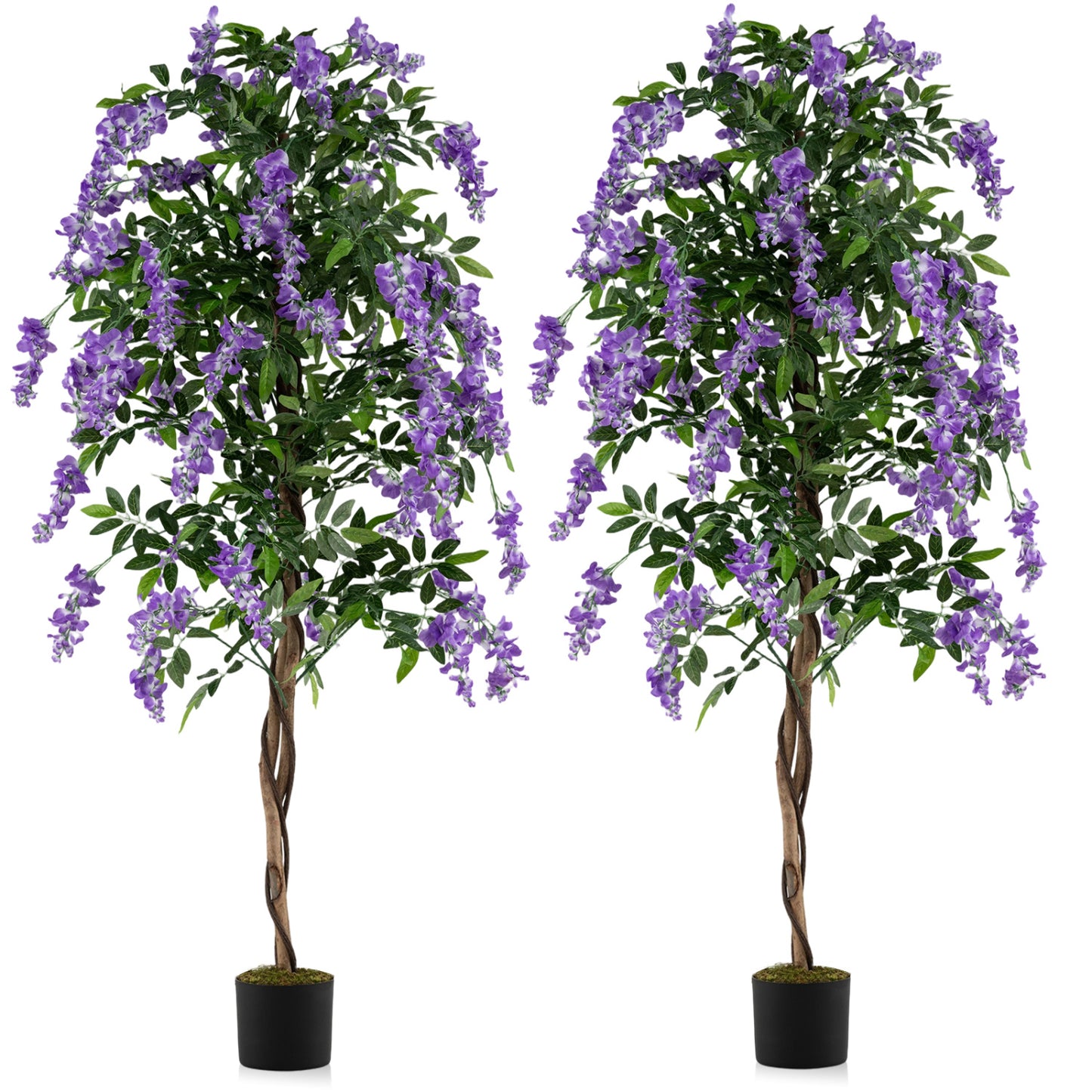 Artificial Wisteria Tree, 6 FT, With Natural Trunks And Lifelike Flowers, Purple Faux Plants at Gallery Canada