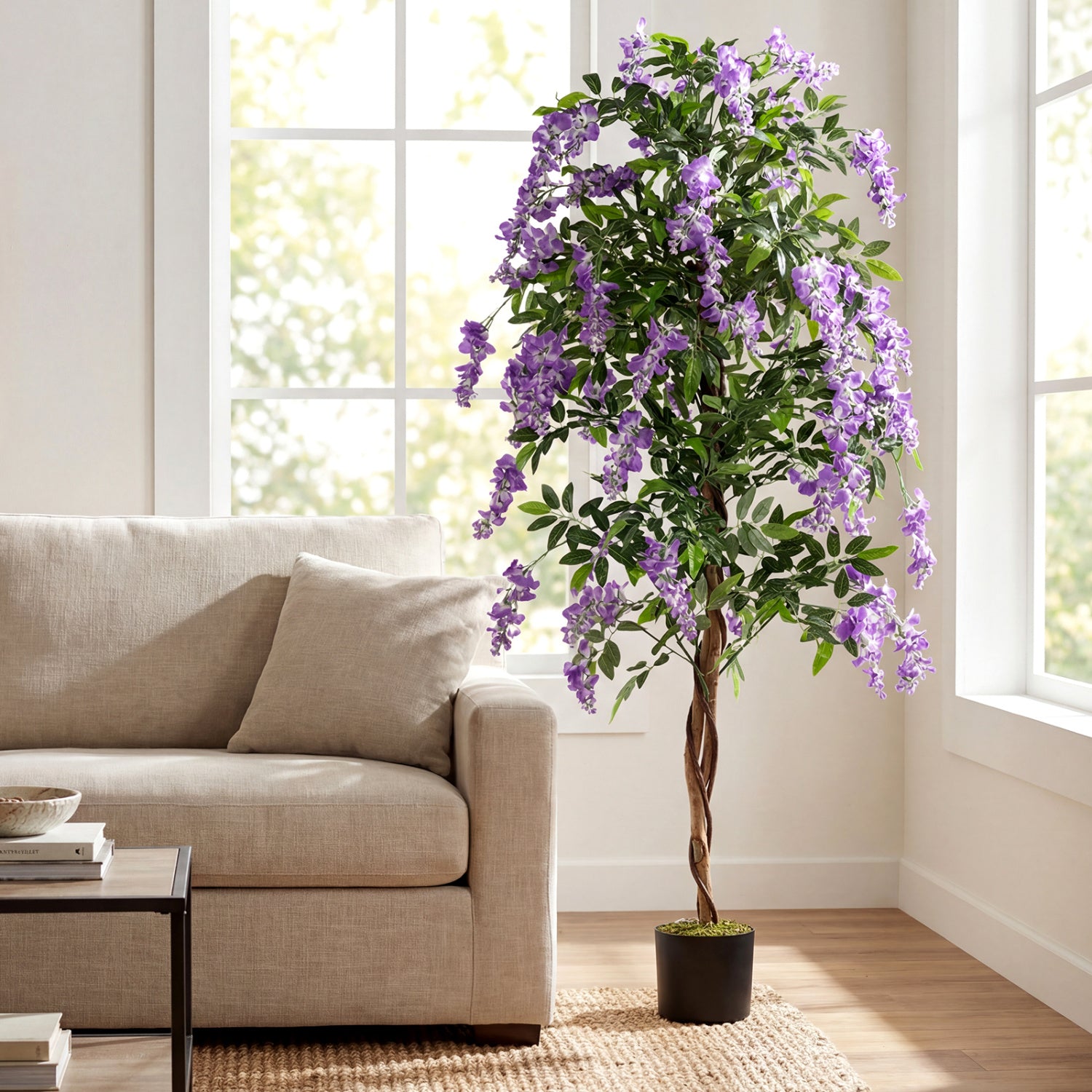 Artificial Wisteria Tree, 6 FT, With Natural Trunks And Lifelike Flowers, Purple Faux Plants at Gallery Canada