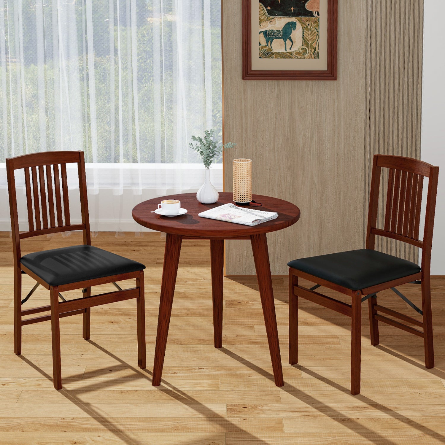 Foldable Upholstered Kitchen Chairs, Set of 2, Brown Dining Chairs at Gallery Canada