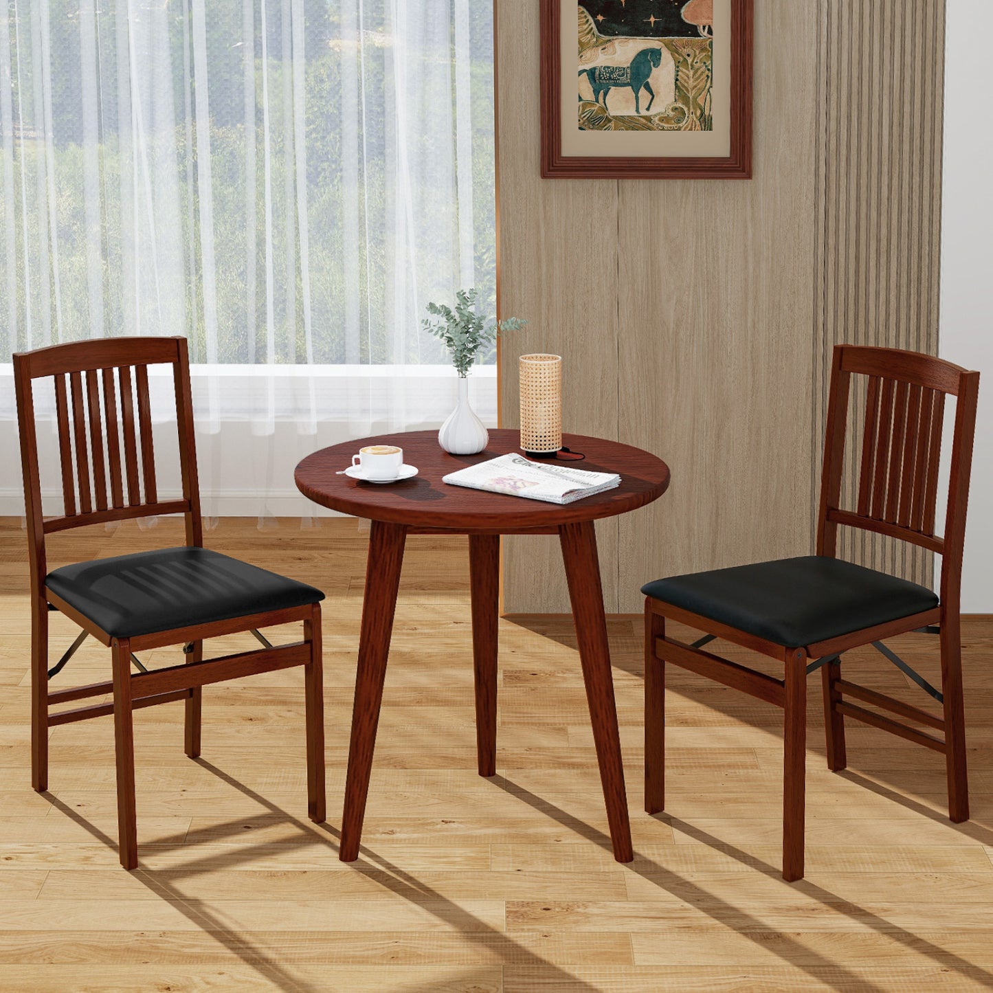 Foldable Upholstered Kitchen Chairs, Set of 2, Brown Dining Chairs at Gallery Canada