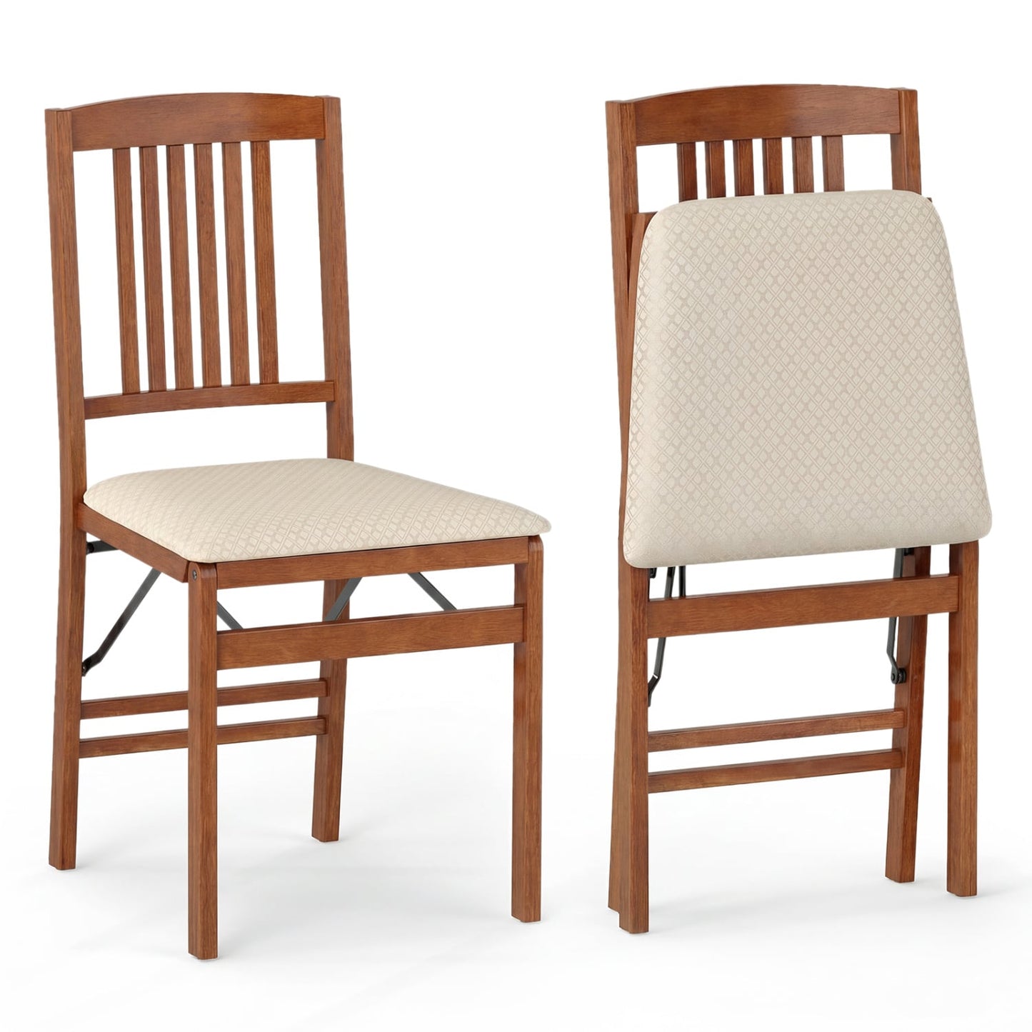 Set Of 2 Foldable Upholstered Kitchen Chairs, Beige Dining Chairs Beige at Gallery Canada