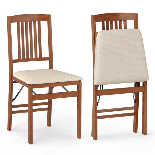 Set Of 2 Foldable Upholstered Kitchen Chairs, Beige Dining Chairs Beige at Gallery Canada