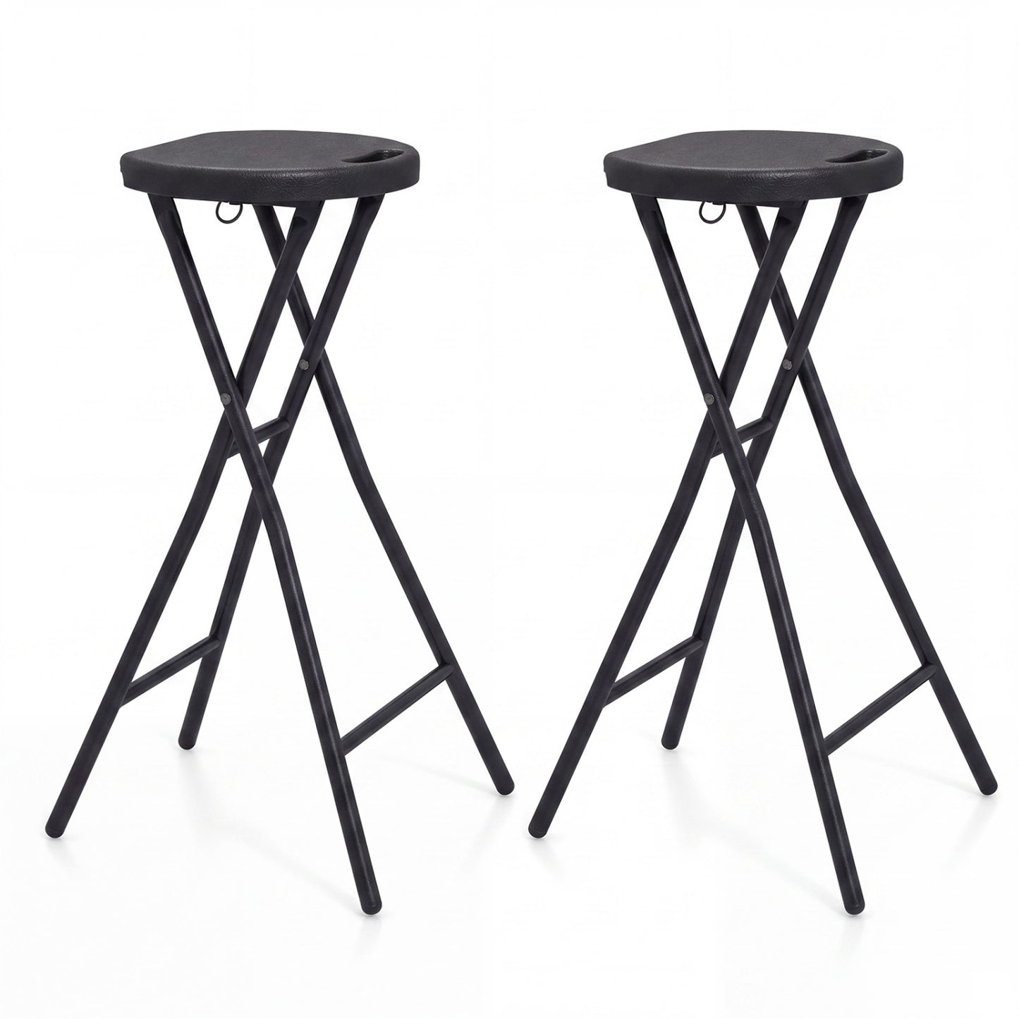 Ensemble de 2 tabourets de bar pliants, siège en PEHD de 27,5 pouces, noir