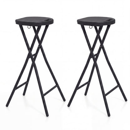 Ensemble de 2 tabourets de bar pliants, siège en PEHD de 27,5 pouces, noir