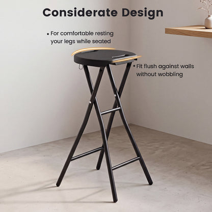 Ensemble de 2 tabourets de bar pliants, siège en PEHD de 27,5 pouces, noir
