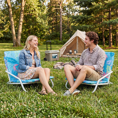 Set Of 2 Folding Beach Chairs, Padded Seat, For Camping