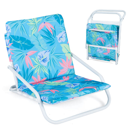 Set Of 2 Folding Beach Chairs, Padded Seat, For Camping