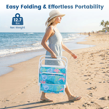 Set Of 2 Folding Beach Chairs, Padded Seat, For Camping