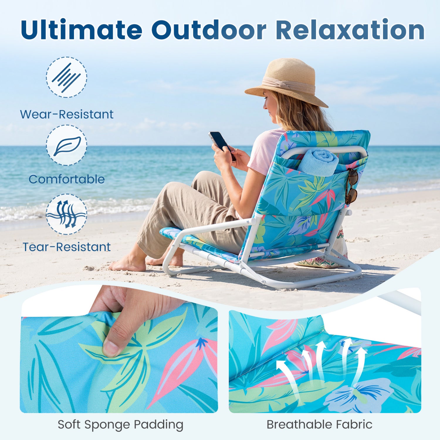 Set Of 2 Folding Beach Chairs, Padded Seat, For Camping Beach & Lawn Chairs at Gallery Canada