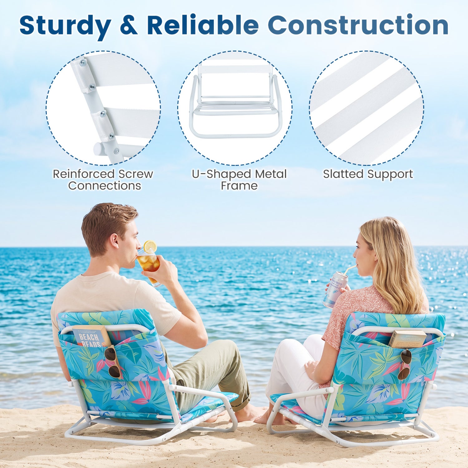Set Of 2 Folding Beach Chairs, Padded Seat, For Camping Beach & Lawn Chairs at Gallery Canada