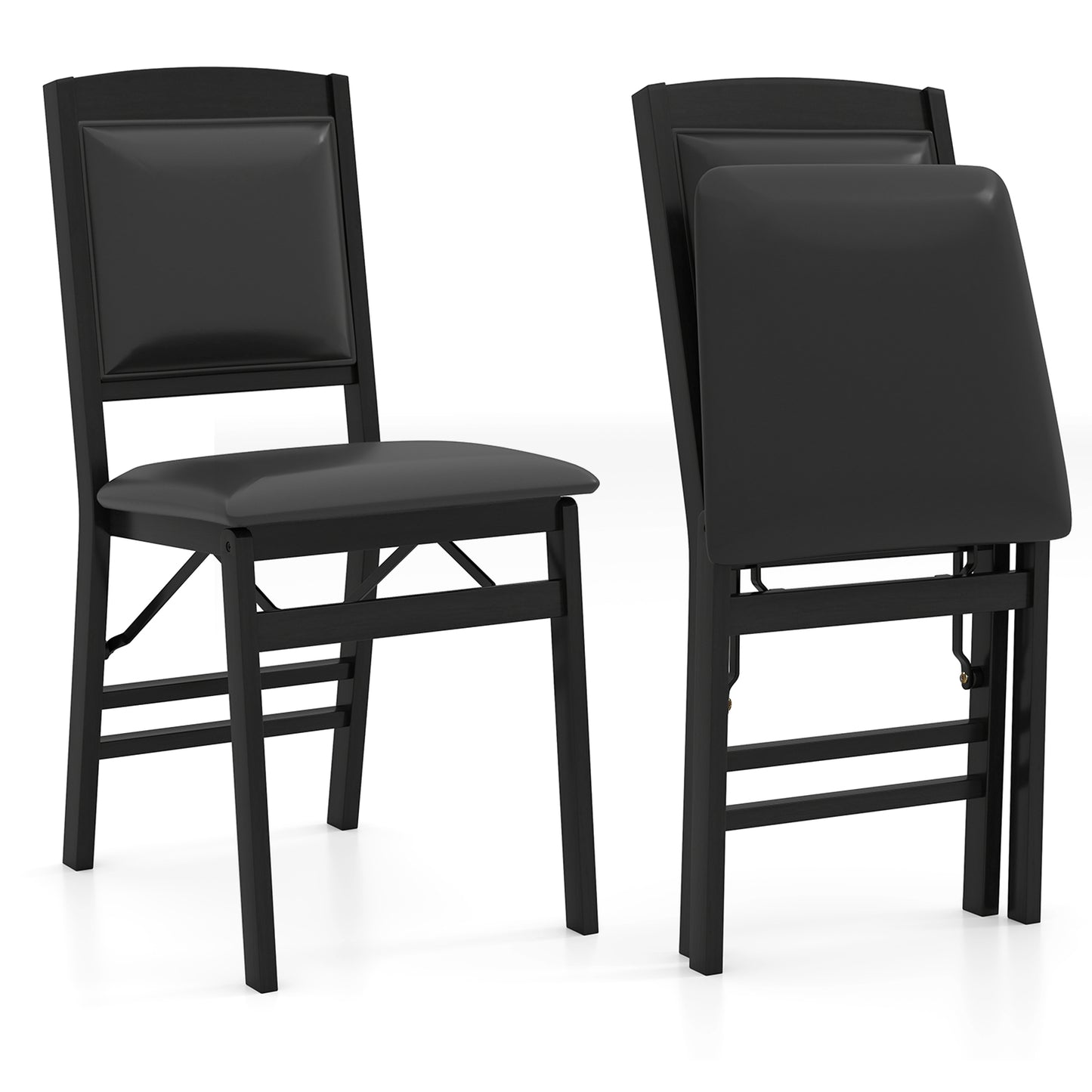 Set Of 2 Folding Dining Chairs, Padded Seat, High Backrest, Black Dining Chairs Black at Gallery Canada