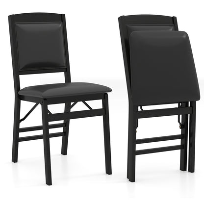 Set Of 2 Folding Dining Chairs, Padded Seat, High Backrest, Black Dining Chairs Black at Gallery Canada