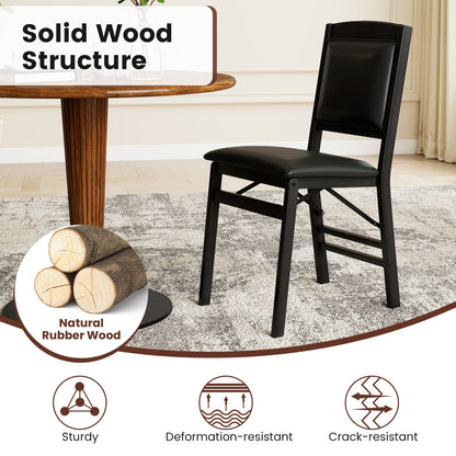 Set Of 2 Folding Dining Chairs, Padded Seat, High Backrest, Black Dining Chairs at Gallery Canada