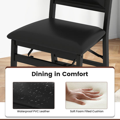Set Of 2 Folding Dining Chairs, Padded Seat, High Backrest, Black Dining Chairs at Gallery Canada