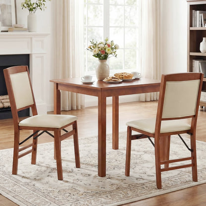 Folding Dining Chairs, Walnut, Set of 2, Padded Seat, High Backrest Dining Chairs at Gallery Canada