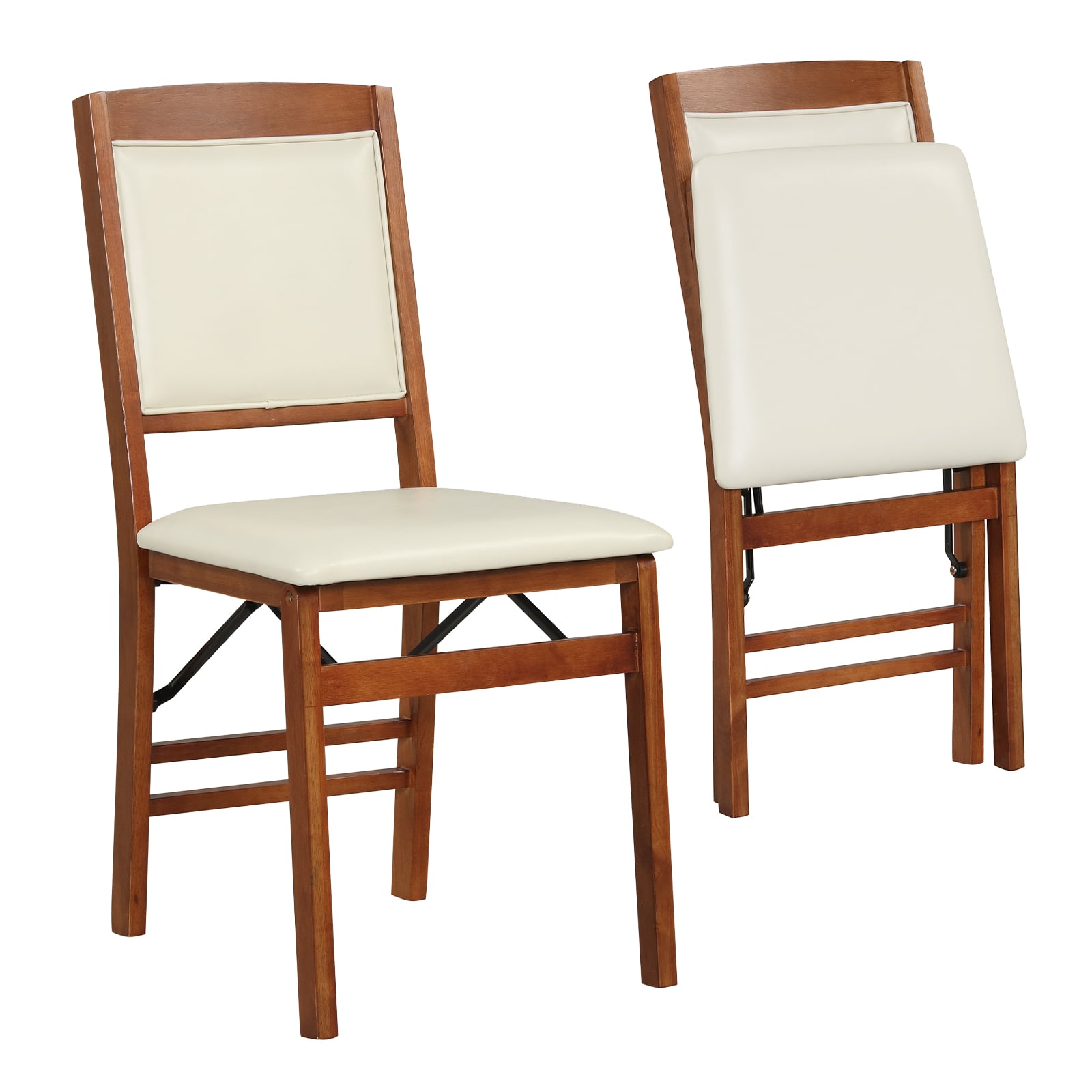 Folding Dining Chairs, Walnut, Set of 2, Padded Seat, High Backrest Dining Chairs Walnut at Gallery Canada
