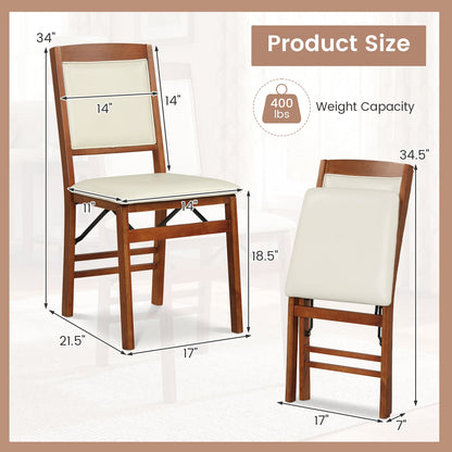 Folding Dining Chairs, Walnut, Set of 2, Padded Seat, High Backrest Dining Chairs at Gallery Canada