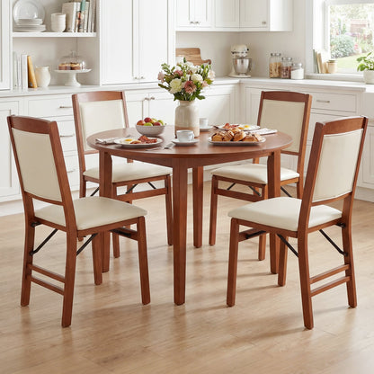 Folding Dining Chairs, Walnut, Set of 2, Padded Seat, High Backrest Dining Chairs at Gallery Canada