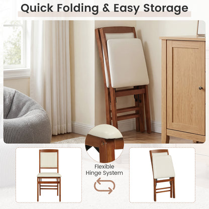 Folding Dining Chairs, Walnut, Set of 2, Padded Seat, High Backrest Dining Chairs at Gallery Canada