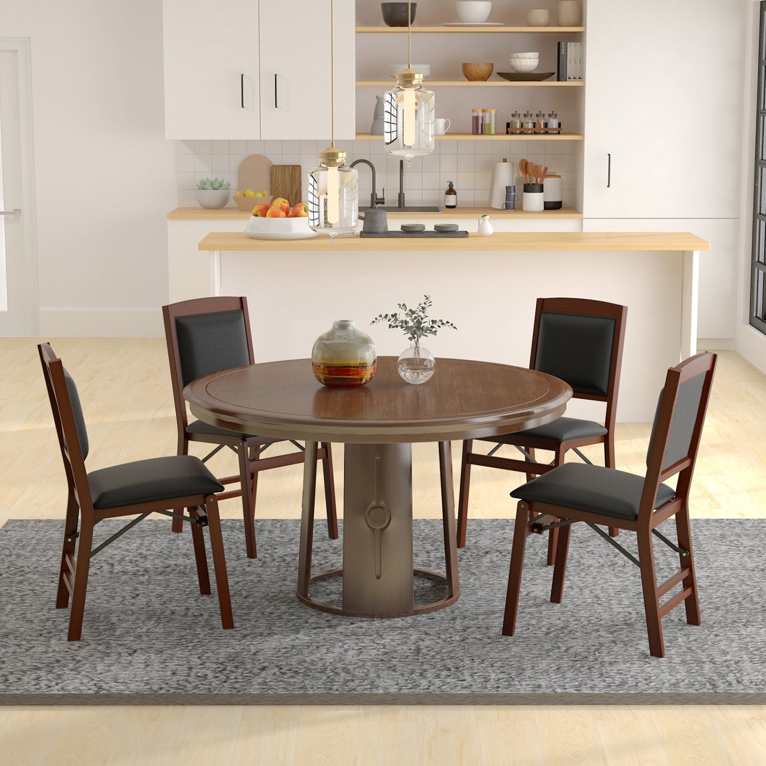 Set Of 2 Folding Dining Chairs, Padded Seat, High Backrest, Brown Dining Chairs at Gallery Canada