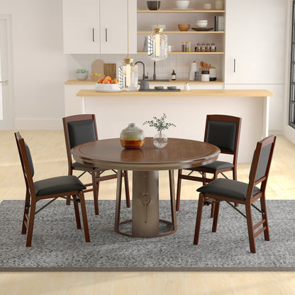 Set Of 2 Folding Dining Chairs, Padded Seat, High Backrest, Brown Dining Chairs at Gallery Canada