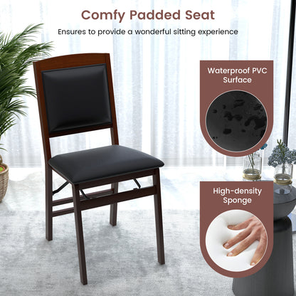 Set Of 2 Folding Dining Chairs, Padded Seat, High Backrest, Brown Dining Chairs at Gallery Canada