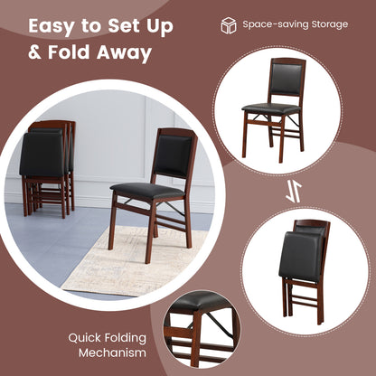 Set Of 2 Folding Dining Chairs, Padded Seat, High Backrest, Brown Dining Chairs at Gallery Canada