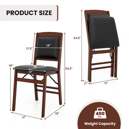 Set Of 2 Folding Dining Chairs, Padded Seat, High Backrest, Brown Dining Chairs at Gallery Canada