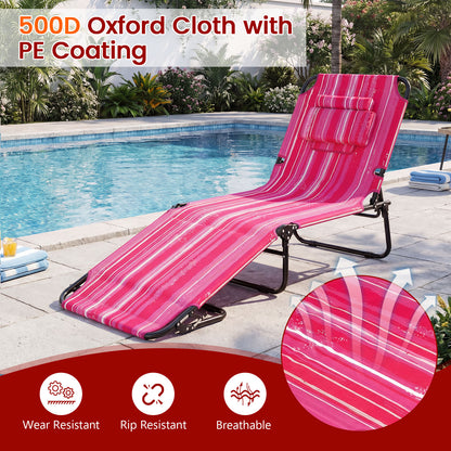 Folding Tanning Chair Set, Face Down With Hole, 3 Removable Pillows, Stripe, Pink Beach & Lawn Chairs at Gallery Canada