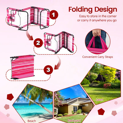 Folding Tanning Chair Set, Face Down With Hole, 3 Removable Pillows, Stripe, Pink Beach & Lawn Chairs at Gallery Canada