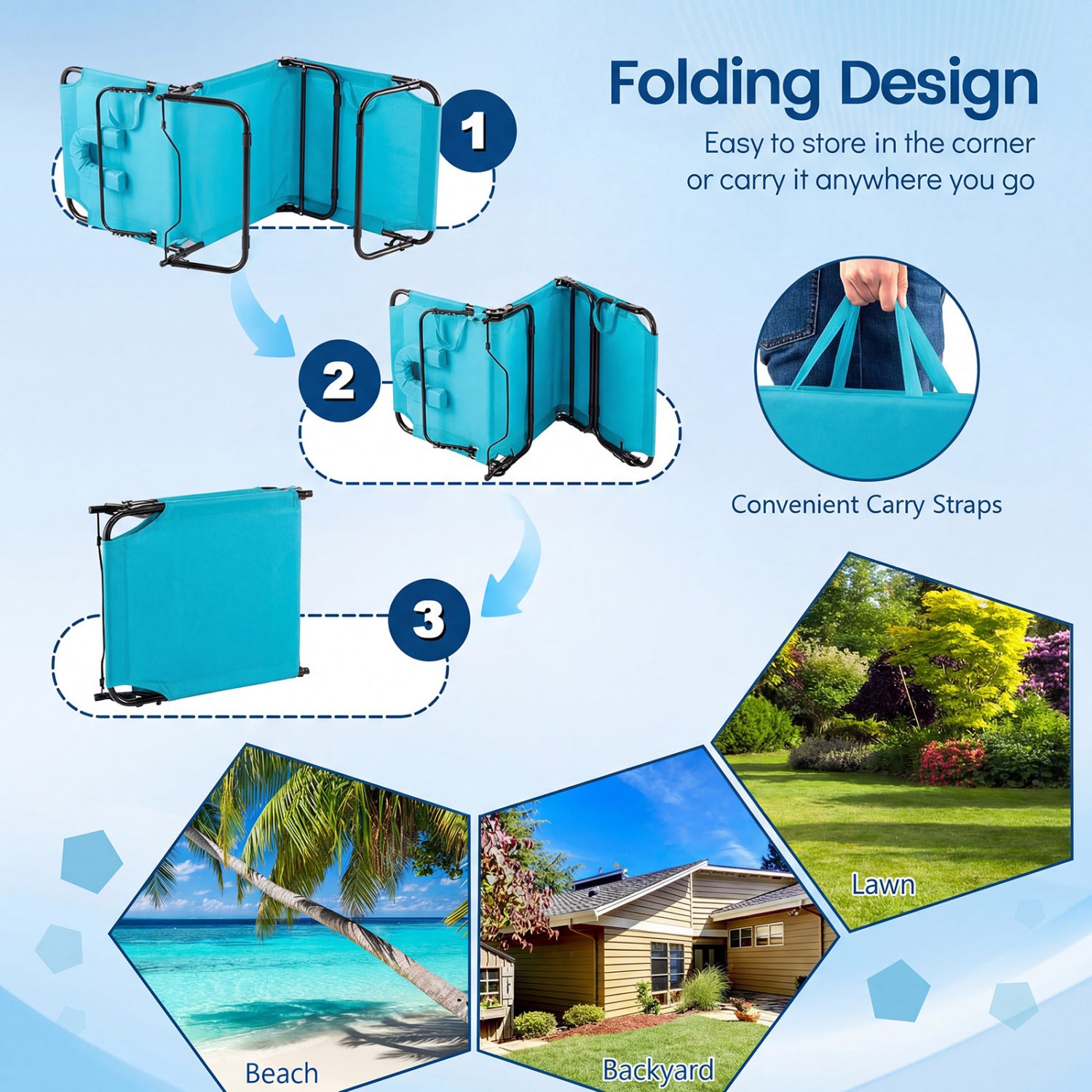 Folding Tanning Chair Set, 2 Pack, With Face Hole, 3 Pillows, Navy Beach & Lawn Chairs at Gallery Canada