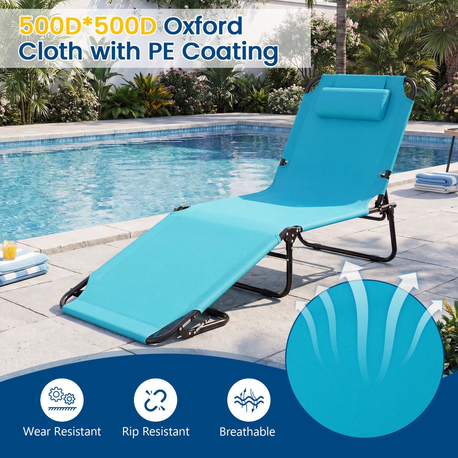 Folding Tanning Chair Set, 2 Pack, With Face Hole, 3 Pillows, Navy Beach & Lawn Chairs at Gallery Canada