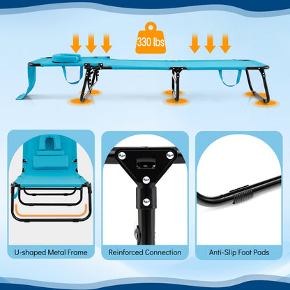 Folding Tanning Chair Set, 2 Pack, With Face Hole, 3 Pillows, Navy Beach & Lawn Chairs at Gallery Canada